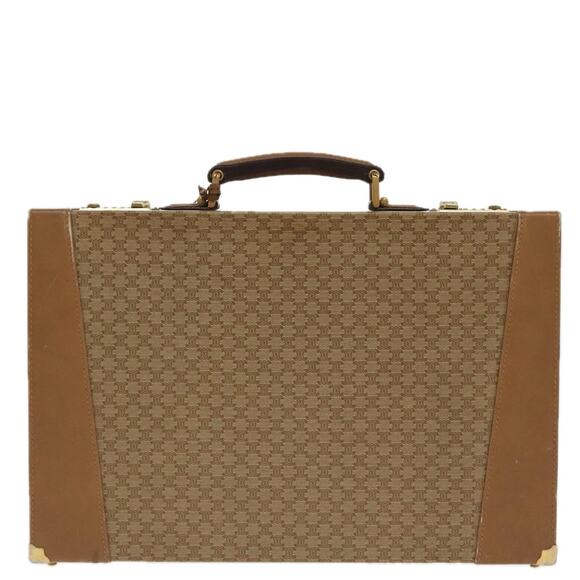 CELINE Attache Case Macadam Canvas Trunk Beige Gold - Picture 2 of 13